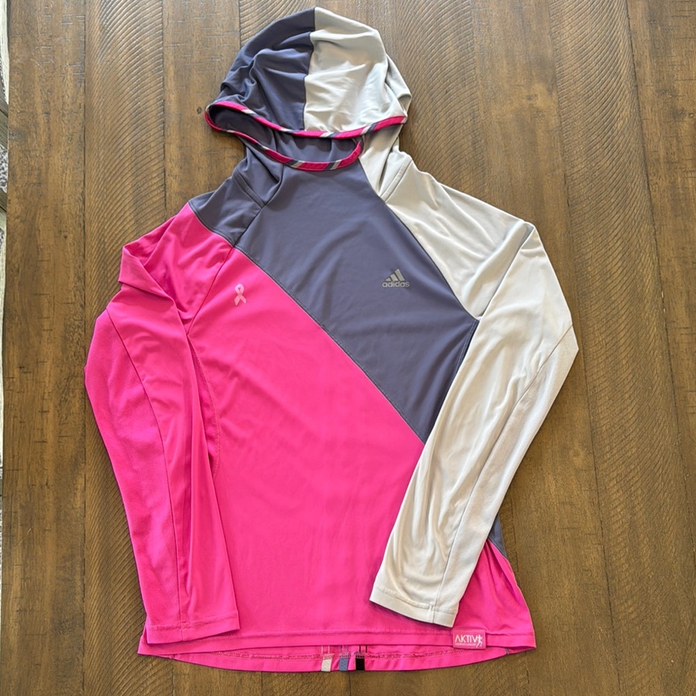 Adidas active long sleeve shirt with hoodie